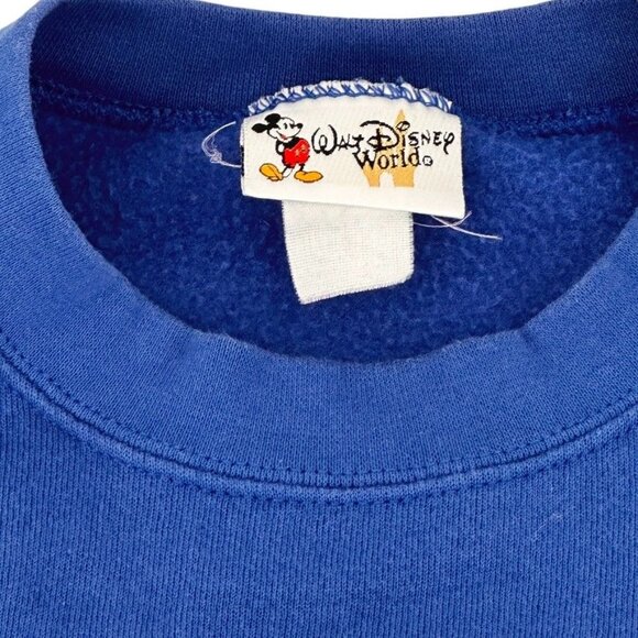 Walt Disney World Mickey Mouse XL Crewneck Sweater Royal Blue Vintage - Picture 5 of 10